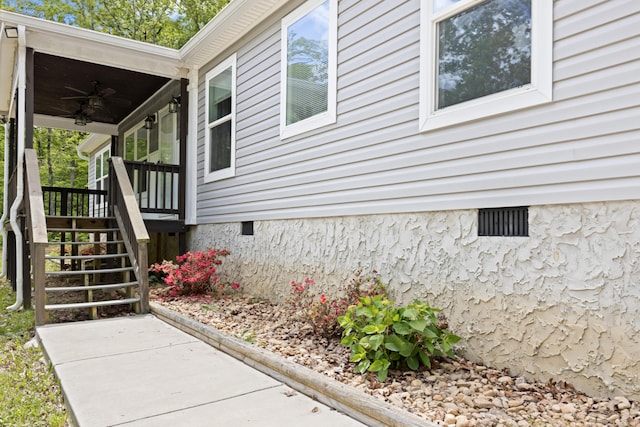 201 County Line Rd, Signal Mountain, TN 37377 - view of side of property featuring crawl space, ceiling fan, and a porch