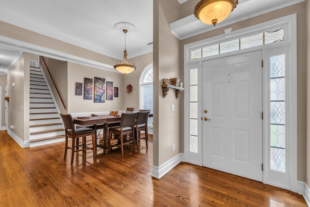 2123 Sargent Quick Dr, Chattanooga, TN 37421 - foyer with ornamental molding, wood finished floors, and stairway