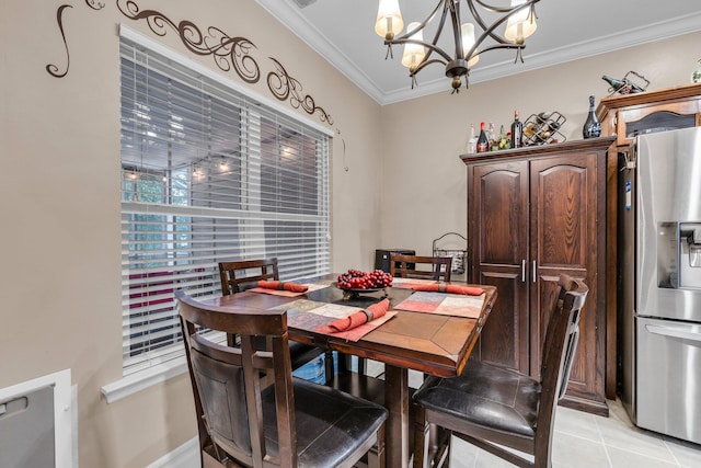 2123 Sargent Quick Dr, Chattanooga, TN 37421 - dining area featuring a chandelier, ornamental molding, and light tile patterned floors