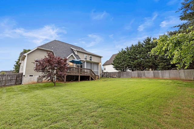 8802 Mckenzie Farm Dr, Ooltewah, TN 37363 - view of yard featuring a wooden deck and stairway