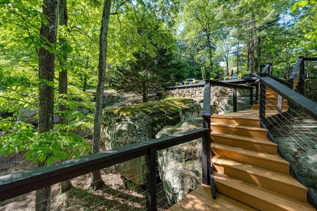 wooden terrace with stairway