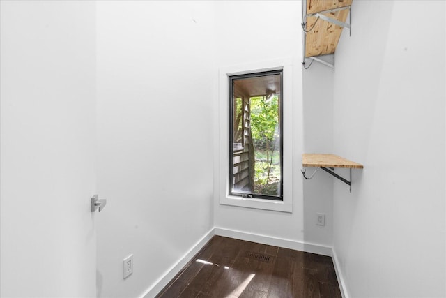 spacious closet with dark wood-type flooring