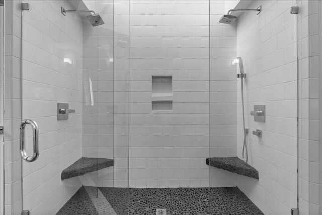 bathroom with a stall shower