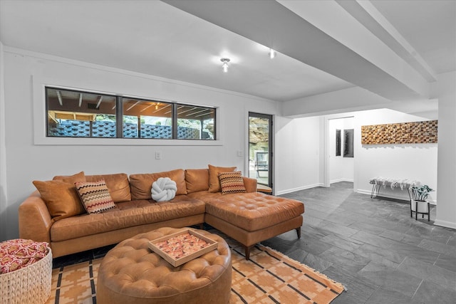 living area with baseboards