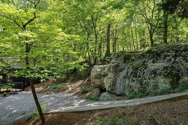 exterior space with a view of trees