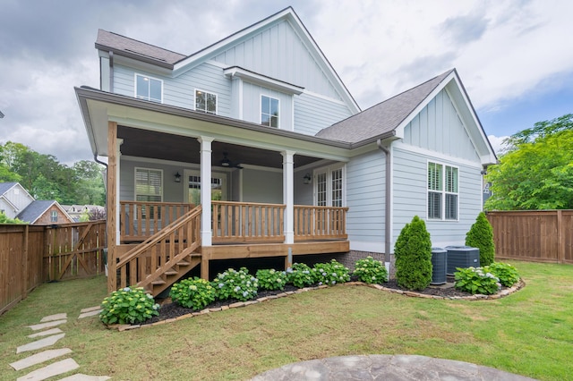 1328 Carrington Way, Chattanooga, TN 37405 - view of front of house featuring board and batten siding, a shingled roof, cooling unit, and covered porch