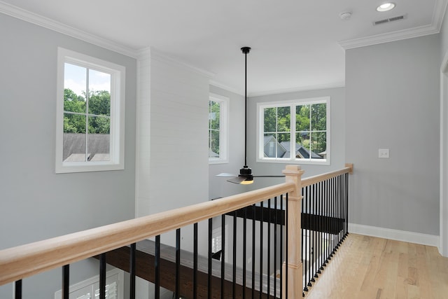 1328 Carrington Way, Chattanooga, TN 37405 - hallway featuring light wood-style floors, crown molding, baseboards, and recessed lighting
