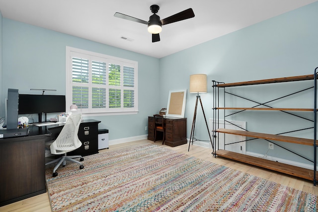 1328 Carrington Way, Chattanooga, TN 37405 - home office featuring wood finished floors, a ceiling fan, and baseboards