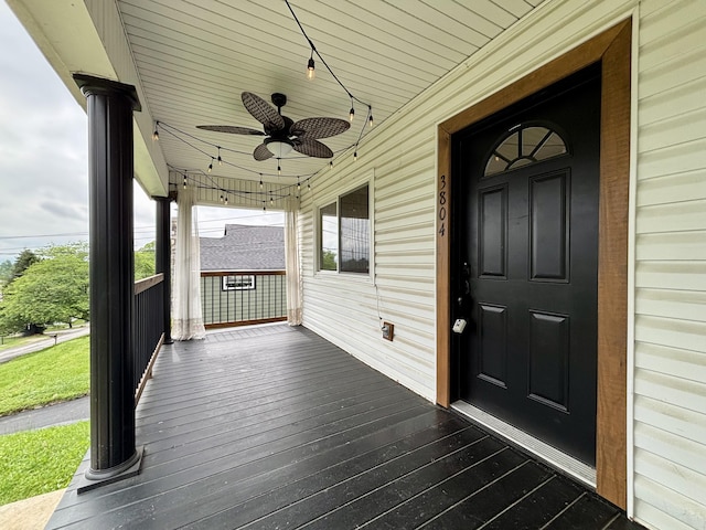 3804 Northview Ave, Chattanooga, TN 37412 - wooden terrace with ceiling fan and a porch