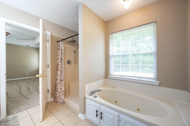 14 Castleview Ct, Ringgold, GA 30736 - bathroom with a stall shower, plenty of natural light, a tub with jets, and a textured ceiling