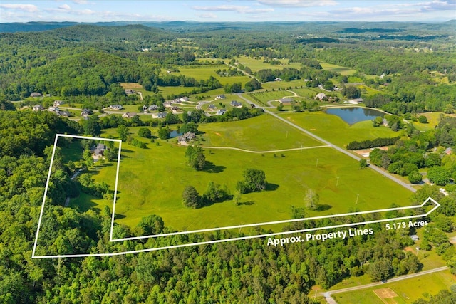 1578 Old Ringgold Rd, Rocky Face, GA 30740 - aerial view of property and surrounding area featuring a heavily wooded area, a large body of water, and property boundaries highlighted