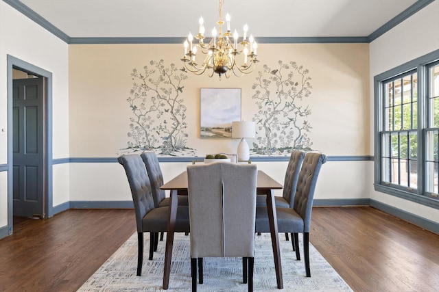1116 Cumberland Rd, Chattanooga, TN 37419 - dining area with a chandelier, ornamental molding, and wood finished floors