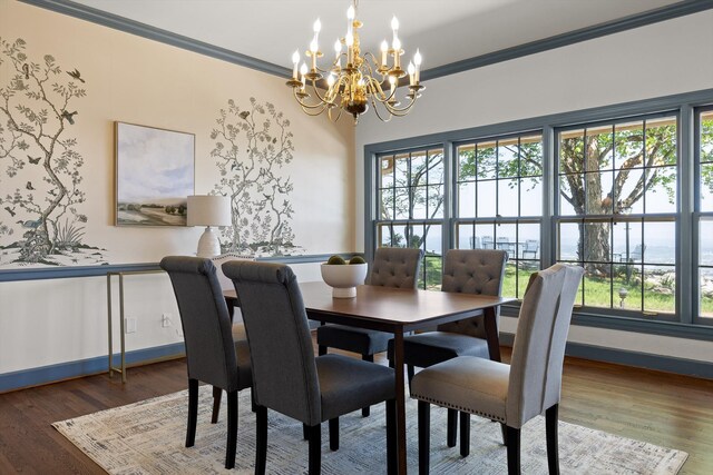 1116 Cumberland Rd, Chattanooga, TN 37419 - dining room with a chandelier, ornamental molding, and wood finished floors
