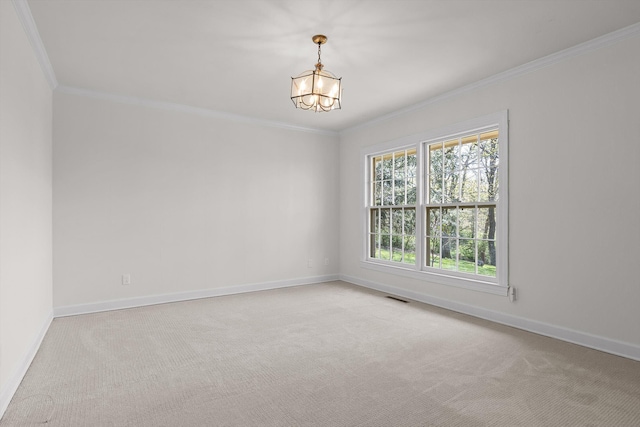 1116 Cumberland Rd, Chattanooga, TN 37419 - empty room featuring crown molding, carpet, and a chandelier