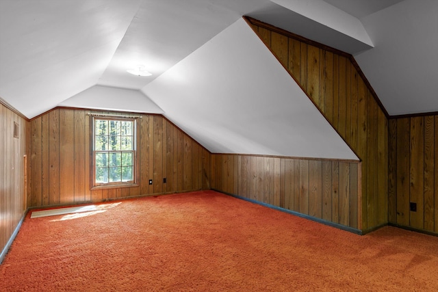 1116 Cumberland Rd, Chattanooga, TN 37419 - additional living space with lofted ceiling, wooden walls, and carpet