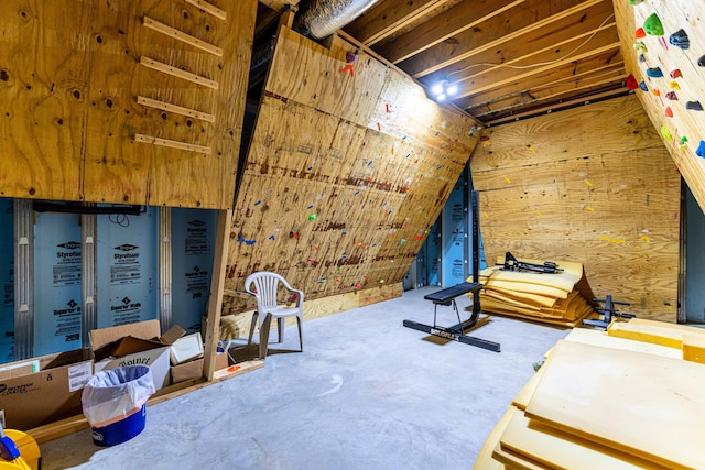 view of unfinished attic