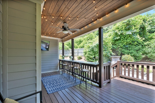 7310 Huntley Ln, Chattanooga, TN 37421 - wooden deck featuring a ceiling fan