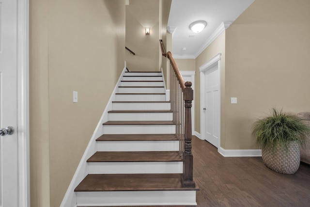 7310 Huntley Ln, Chattanooga, TN 37421 - stairs featuring wood finished floors and crown molding