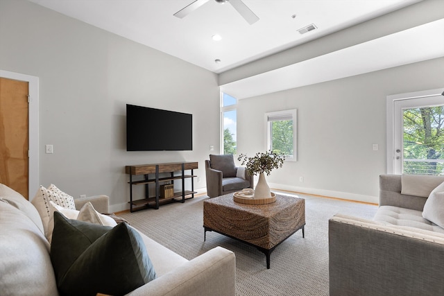 623 Hamilton Ave, Chattanooga, TN 37405 - living area featuring healthy amount of natural light, ceiling fan, baseboards, and recessed lighting