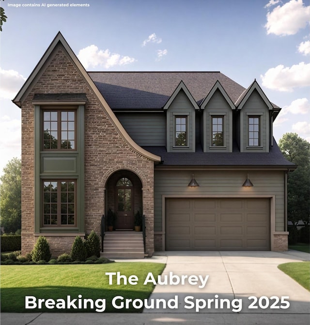 4850 Amethyst Rd Unit 904, Chattanooga, TN 37419 - view of front facade featuring driveway, an attached garage, a front lawn, brick siding, and a shingled roof