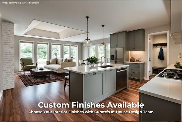 4850 Amethyst Rd Unit 904, Chattanooga, TN 37419 - kitchen with stainless steel appliances, gray cabinetry, a sink, and healthy amount of natural light