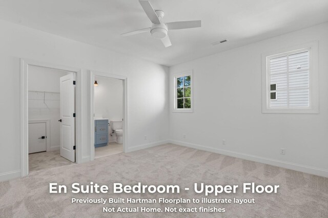3070 Galena Cir Unit 830, Chattanooga, TN 37419 - unfurnished bedroom featuring carpet floors, a walk in closet, baseboards, ensuite bathroom, and a closet