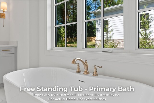 3070 Galena Cir Unit 830, Chattanooga, TN 37419 - bathroom featuring plenty of natural light, a freestanding tub, and vanity