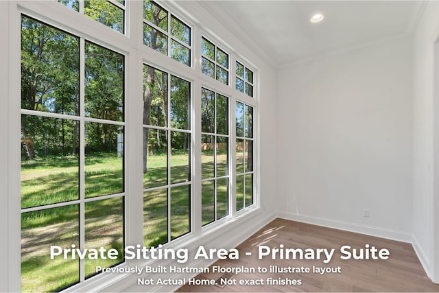 3070 Galena Cir Unit 830, Chattanooga, TN 37419 - empty room featuring baseboards, crown molding, wood finished floors, plenty of natural light, and recessed lighting
