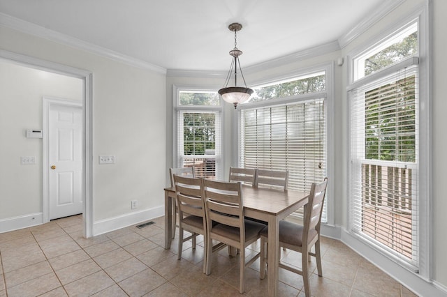 353 Golf View Dr, Cohutta, GA 30710 - dining room with light tile patterned floors, baseboards, and ornamental molding