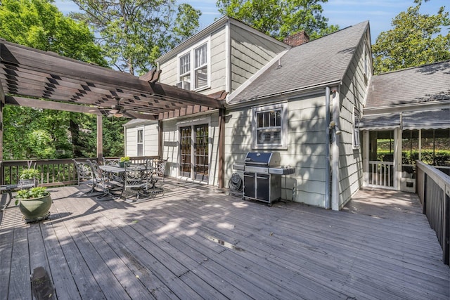 122 Hilltop Dr, Chattanooga, TN 37411 - wooden deck with a pergola, outdoor dining area, and a grill