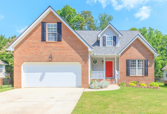 8369 Shadetree Ln, Ooltewah, TN 37363 - traditional-style home with driveway, a garage, roof with shingles, and brick siding