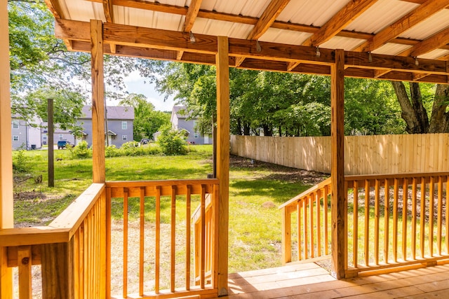 wooden deck featuring a residential view