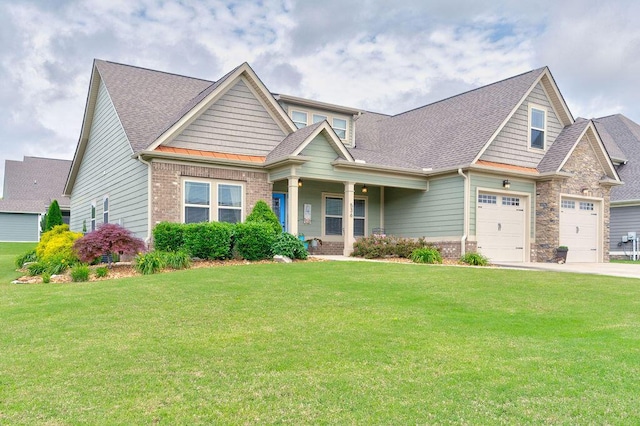 536 Live Oak Rd, Ringgold, GA 30736 - craftsman inspired home with a front yard, concrete driveway, a shingled roof, and brick siding