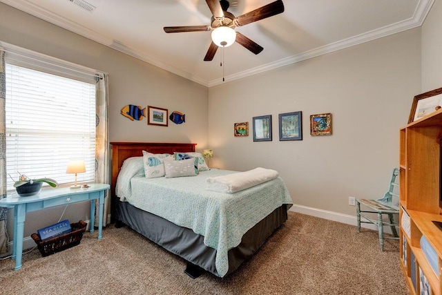 536 Live Oak Rd, Ringgold, GA 30736 - bedroom featuring carpet flooring, crown molding, baseboards, and a ceiling fan