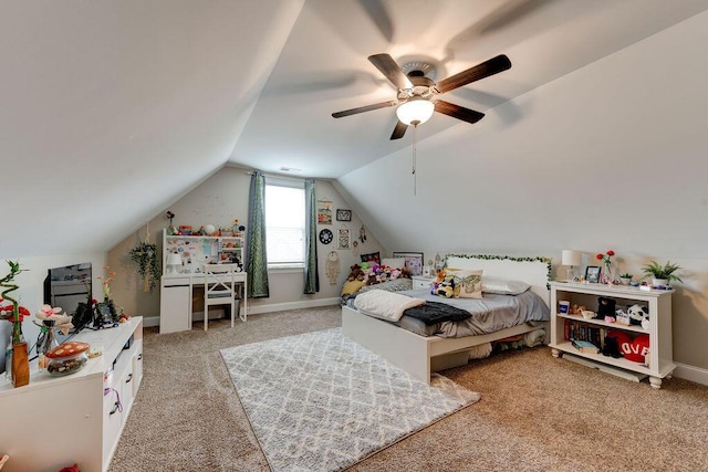 536 Live Oak Rd, Ringgold, GA 30736 - bedroom with carpet floors, vaulted ceiling, and ceiling fan