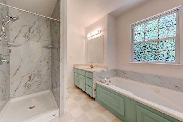 5040 Dellwood Dr, Rossville, GA 30741 - bathroom featuring tile patterned floors, vanity, and a marble finish shower