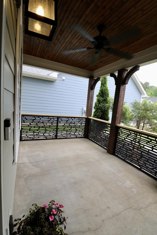 view of patio with ceiling fan