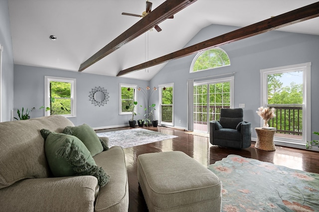 15033 Log Cabin Ln, Soddy Daisy, TN 37379 - living room with baseboards, a ceiling fan, and wood finished floors