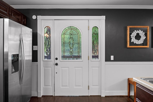 15033 Log Cabin Ln, Soddy Daisy, TN 37379 - entrance foyer with dark wood-style floors and ornamental molding