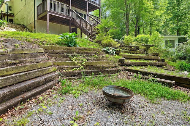 15033 Log Cabin Ln, Soddy Daisy, TN 37379 - view of yard featuring stairs and a wooden deck