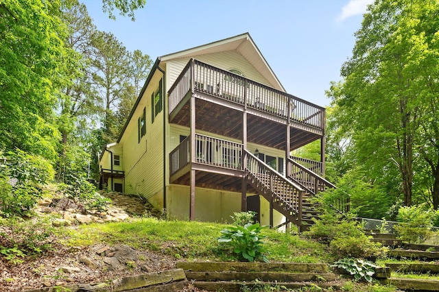 15033 Log Cabin Ln, Soddy Daisy, TN 37379 - back of property featuring stairway and a deck