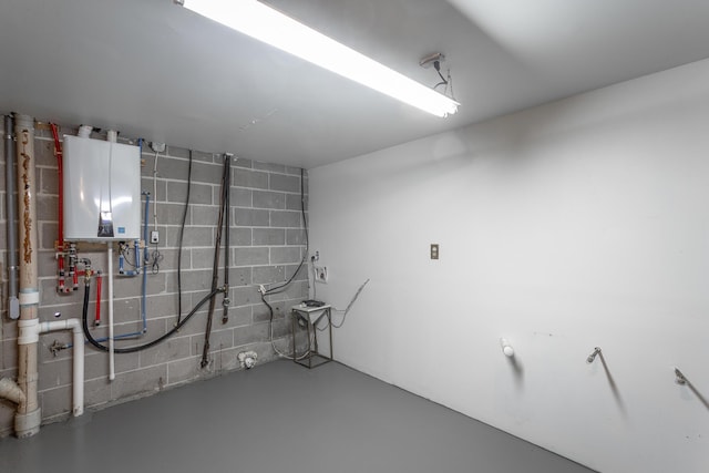7429 Irongate Dr, Hixson, TN 37343 - basement with tankless water heater and concrete block wall