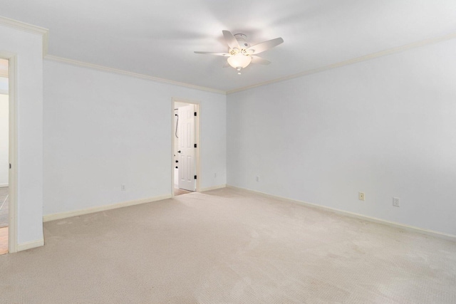 1623 Devlan Forest Ln, Signal Mountain, TN 37377 - spare room with ceiling fan, crown molding, and light colored carpet