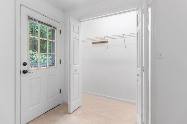 1623 Devlan Forest Ln, Signal Mountain, TN 37377 - doorway with light colored carpet and crown molding