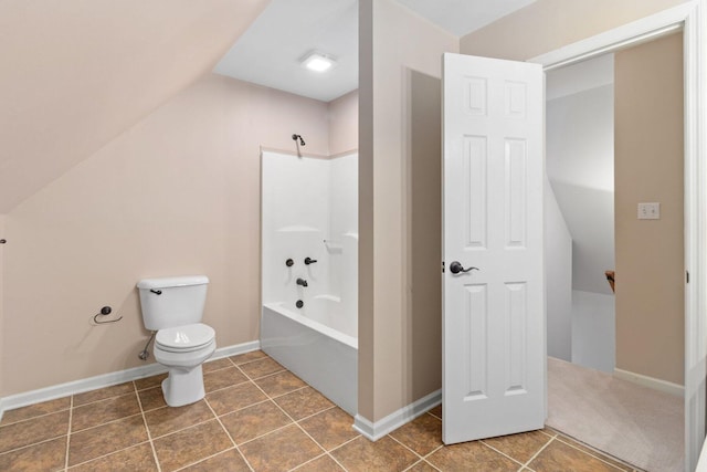 1623 Devlan Forest Ln, Signal Mountain, TN 37377 - full bathroom with shower / tub combination, tile patterned flooring, and vaulted ceiling