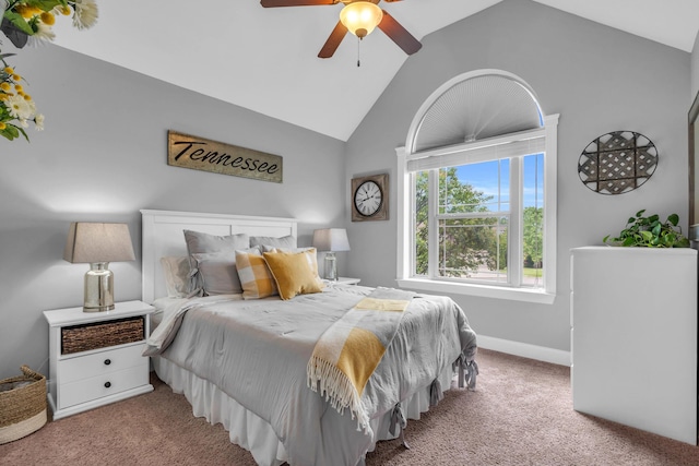 7983 Chianti Way, Chattanooga, TN 37421 - carpeted bedroom featuring lofted ceiling, baseboards, and a ceiling fan