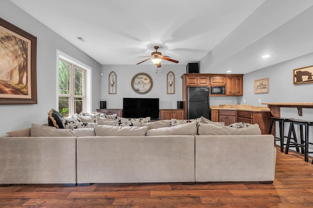7983 Chianti Way, Chattanooga, TN 37421 - living room with a ceiling fan, recessed lighting, and dark wood-style flooring
