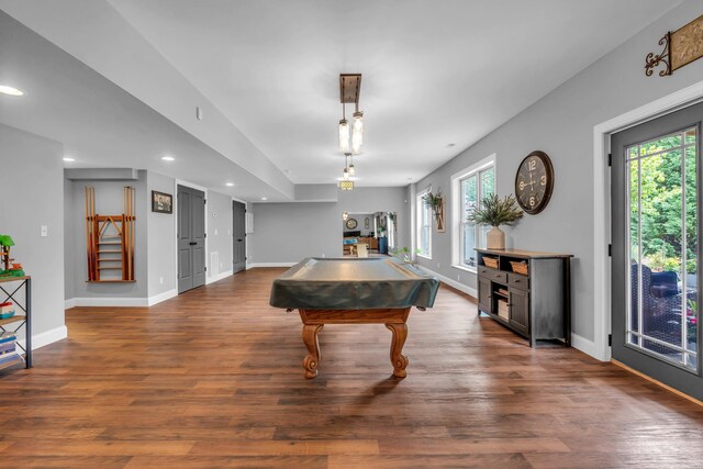 7983 Chianti Way, Chattanooga, TN 37421 - playroom featuring billiards, dark wood-style floors, baseboards, and recessed lighting