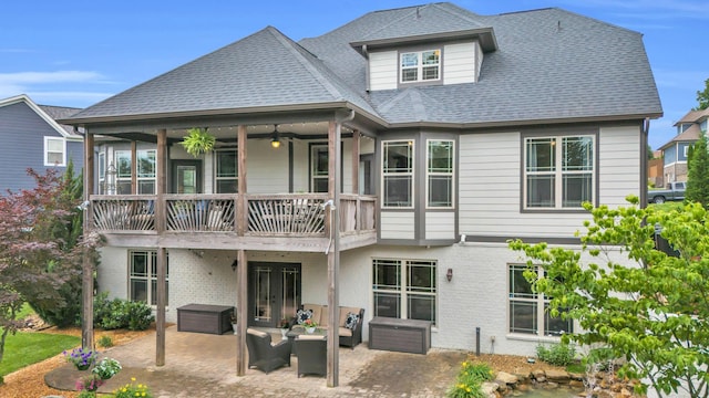 7983 Chianti Way, Chattanooga, TN 37421 - rear view of property featuring ceiling fan, a patio area, and a shingled roof