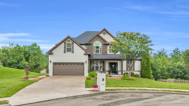7983 Chianti Way, Chattanooga, TN 37421 - view of front facade featuring a garage, a front yard, concrete driveway, and roof with shingles